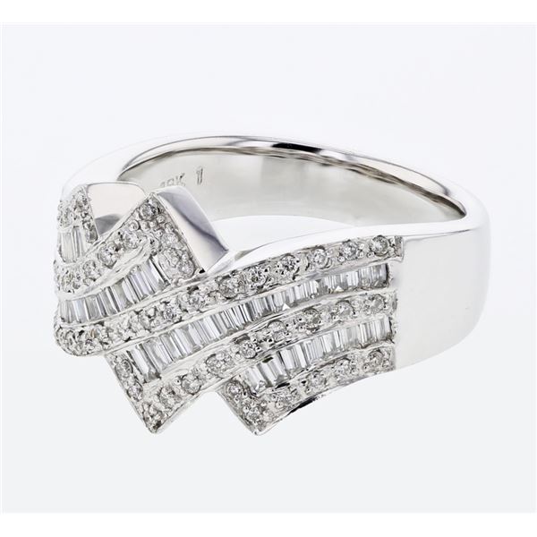 Natural 0.67 CTW Baguette & Diamond Ring 18K White Gold - REF-172X8T