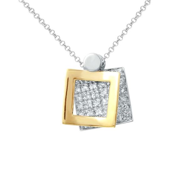 Natural 0.36 CTW Diamond Necklace 14K Two Tone Yellow Gold - REF-49H5W