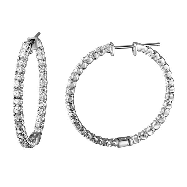 1.89 CTW White Round Diamond Hoop Earring 14K White Gold - REF-200T2X