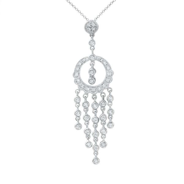 Natural 0.66 CTW Diamond Necklace 18K White Gold - REF-85R5K