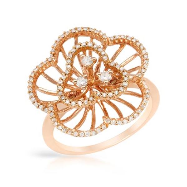 Natural 0.42 CTW Diamond Ring 14K Rose Gold - REF-59H4W