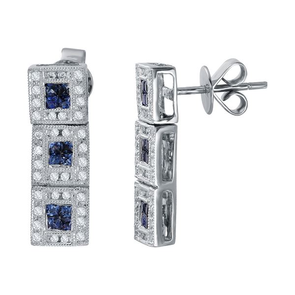 Natural 0.92 CTW Sapphire & Diamond Earrings 14K White Gold - REF-64X8T