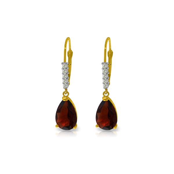 Genuine 3.15 ctw Garnet & Diamond Earrings 14KT Yellow Gold - REF-44H3X