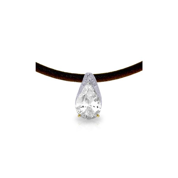 Genuine 6 ctw White Topaz Necklace 14KT Yellow Gold - REF-30M5T