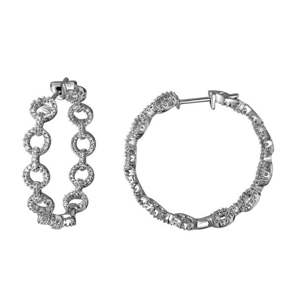 1.1 CTW White Round Diamond Hoop  Earring 14K White Gold - REF-109V3T