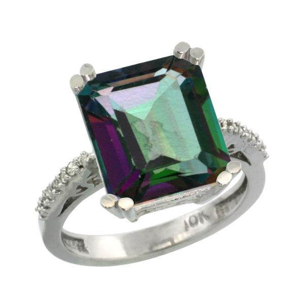 5.52 CTW Mystic Topaz & Diamond Ring 10K White Gold - REF-43M9K