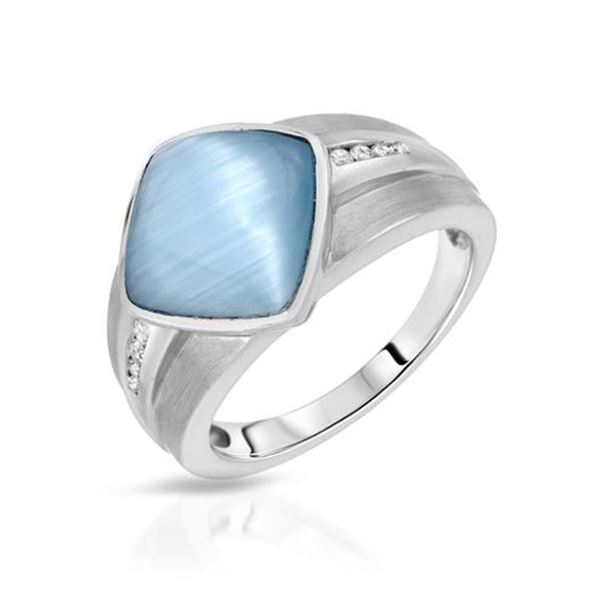 Natural 4.96 CTW Blue Sapphire & Diamond Ring 14K White Gold - REF-65M7F