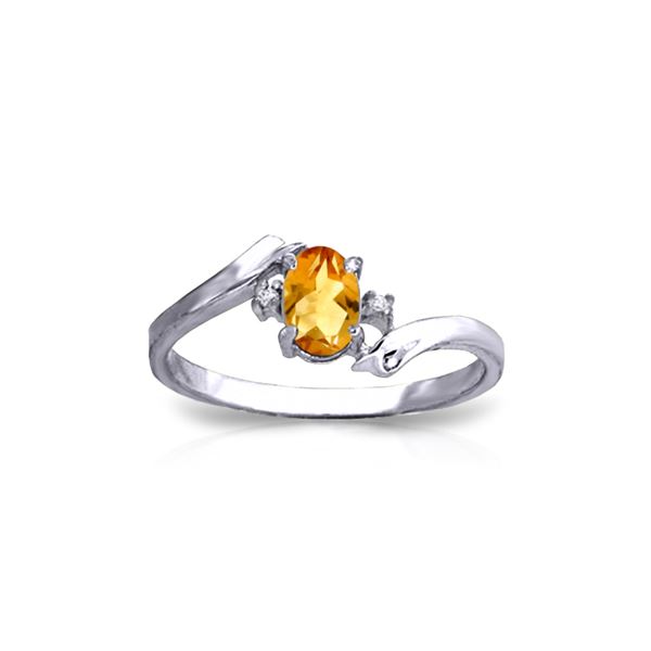 Genuine 0.46 ctw Citrine & Diamond Ring 14KT White Gold - REF-28Y3F