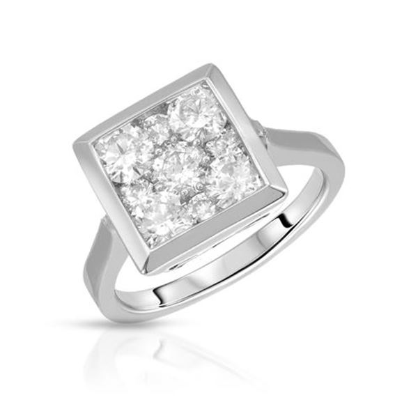 Natural 1.50 CTW Diamond Ring 14K White Gold - REF-245R7K
