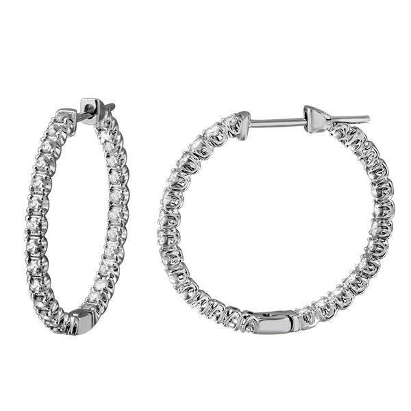 1.79 CTW White Round Diamond Hoop Earring 14K White Gold - REF-190M9H