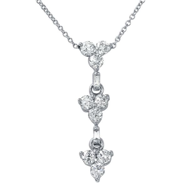 Natural 0.75 CTW Diamond & Baguette Necklace 14K White Gold - REF-72Y2N