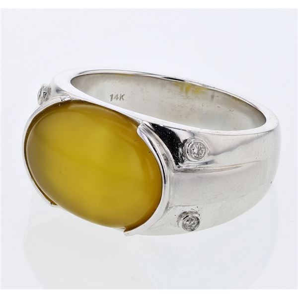 Natural 6.14 CTW Quartz & Diamond Ring 14K White Gold - REF-120H6W