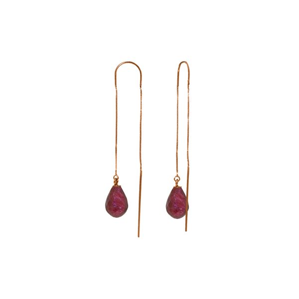 Genuine 6.6 ctw Ruby Earrings 14KT Rose Gold - REF-20X8M