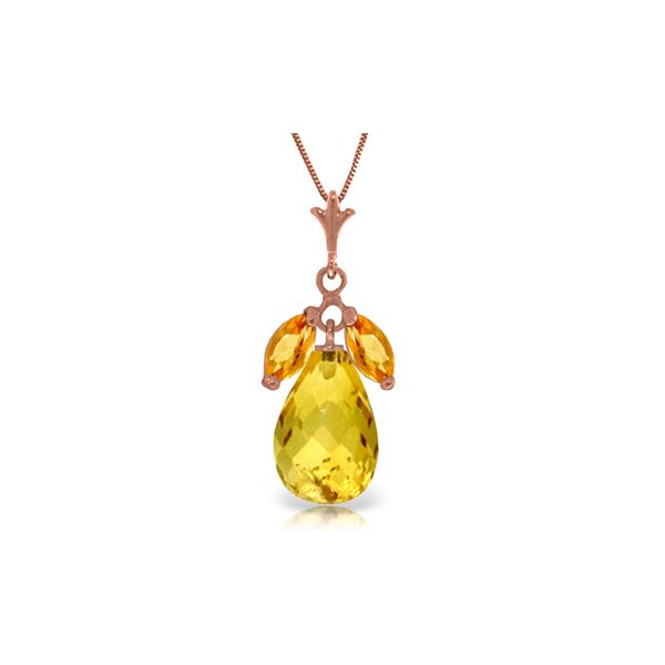 Genuine 7.2 ctw Citrine Necklace 14KT Rose Gold - REF-30Y5F