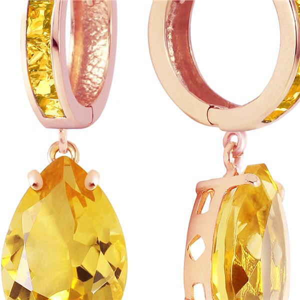 Genuine 13.2 ctw Citrine Earrings 14KT Rose Gold - REF-68Z7N