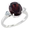 Image 1 : 2.60 CTW Garnet & Diamond Ring 14K White Gold - REF-70A9X