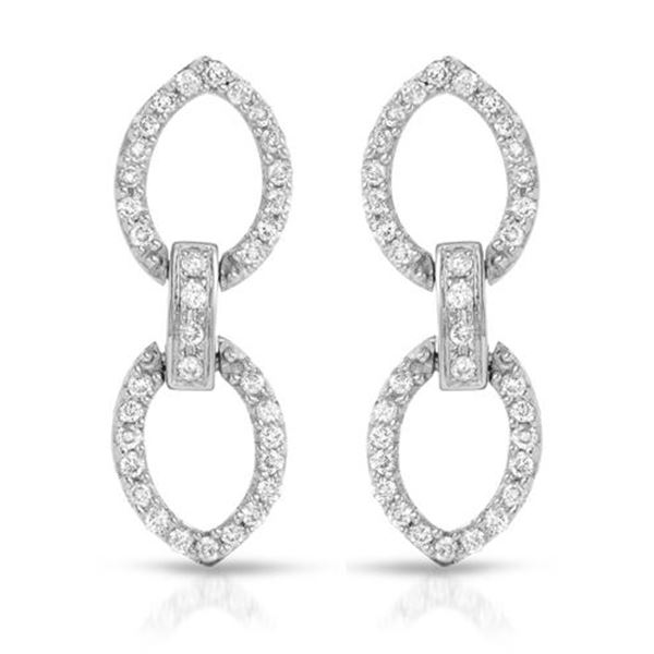 Natural 0.49 CTW Diamond Earrings 18K White Gold - REF-83X7T