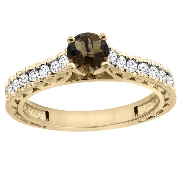 0.86 CTW Quartz & Diamond Ring 14K Yellow Gold - REF-62M4K