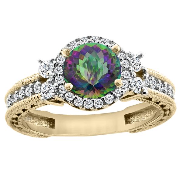 1.46 CTW Mystic Topaz & Diamond Ring 14K Yellow Gold - REF-77X4M