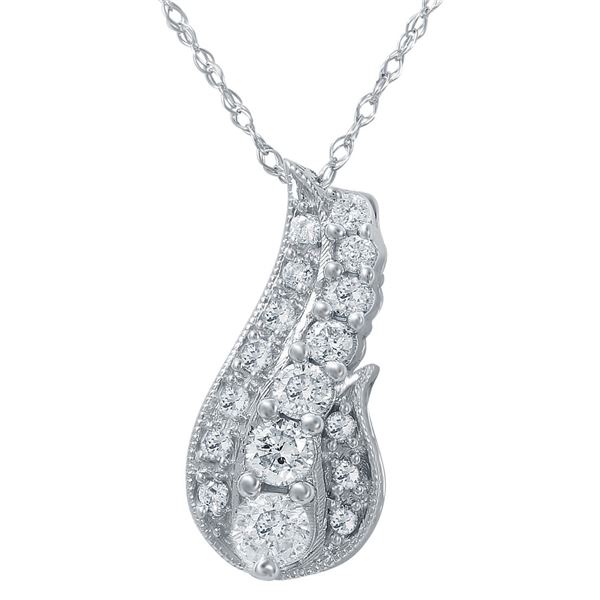 Natural 0.50 CTW Diamond Necklace 14K White Gold - REF-60M3F