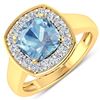 Image 1 : Natural 2.18 CTW Aquamarine & Diamond Ring 14K Yellow Gold - REF-79N7R