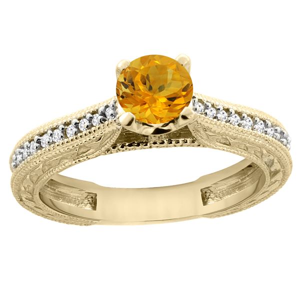 0.57 CTW Citrine & Diamond Ring 14K Yellow Gold - REF-53R2H