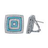 Image 1 : Natural 1.89 CTW Turquoise & Diamond Earrings 14K White Gold - REF-104X4T