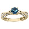 Image 1 : 0.81 CTW London Blue Topaz & Diamond Ring 14K Yellow Gold - REF-67M9A