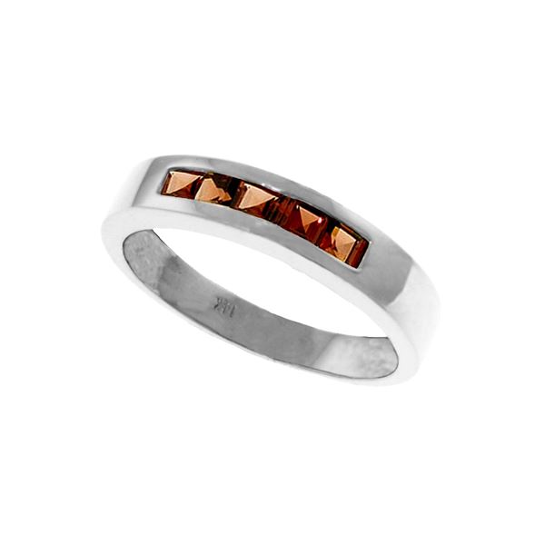 Genuine 0.60 ctw Garnet Ring 14KT White Gold - REF-46Z2N