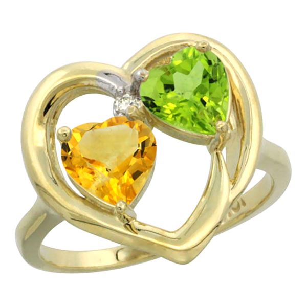 2.61 CTW Diamond, Citrine & Peridot Ring 14K Yellow Gold - REF-33A9X