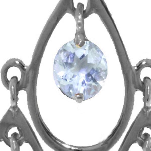 Genuine 1.20 ctw Aquamarine Necklace 14KT White Gold - REF-34Y3F