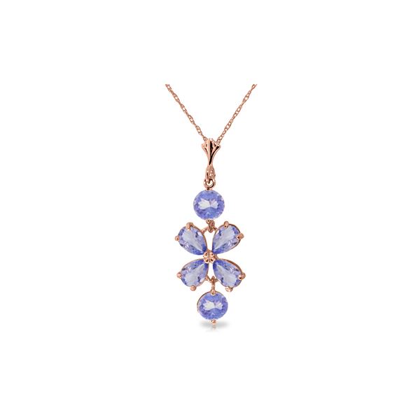 Genuine 3.15 ctw Tanzanite Necklace 14KT Rose Gold - REF-45M5T