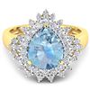 Image 3 : Natural 3.19 CTW Aquamarine & Diamond Ring 14K Yellow Gold - REF-115K6W