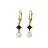 Image 1 : Genuine 5 ctw Pearl & Garnet Earrings 14KT Yellow Gold - REF-29F7Z