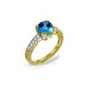 Genuine 1.80 ctw Blue Topaz & Diamond Ring 14KT Yellow Gold - REF-98V3W