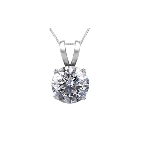 14K White Gold 0.50 ct Natural Diamond Solitaire Necklace - REF-115K5Y