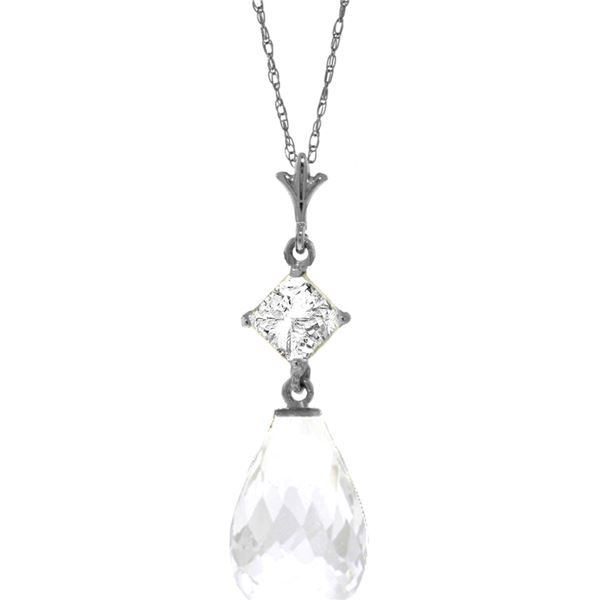 Genuine 5.5 ctw White Topaz Necklace 14KT White Gold - REF-22P2H