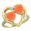 Image 1 : 0.01 CTW Diamond & Natural Coral Ring 14K Yellow Gold - REF-33W2F