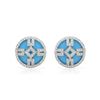 Image 1 : Natural 9.34 CTW Turquoise & Diamond Earrings 14K White Gold - REF-94H5W