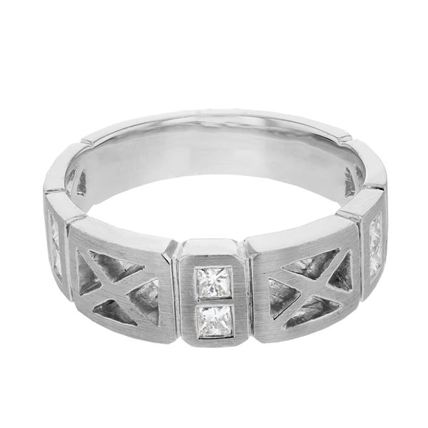 Natural 0.41 CTW Princess Diamond Ring 14K White Gold - REF-86K4R