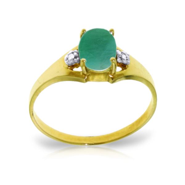 Genuine 1.26 ctw Emerald & Diamond Ring 14KT Yellow Gold - REF-26W2Y