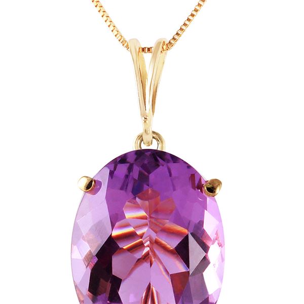 Genuine 7.55 ctw Amethyst Necklace 14KT Yellow Gold - REF-35H9X