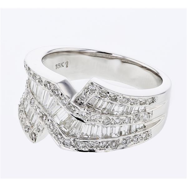Natural 1.43 CTW Baguette & Diamond Ring 18K White Gold - REF-203N4Y