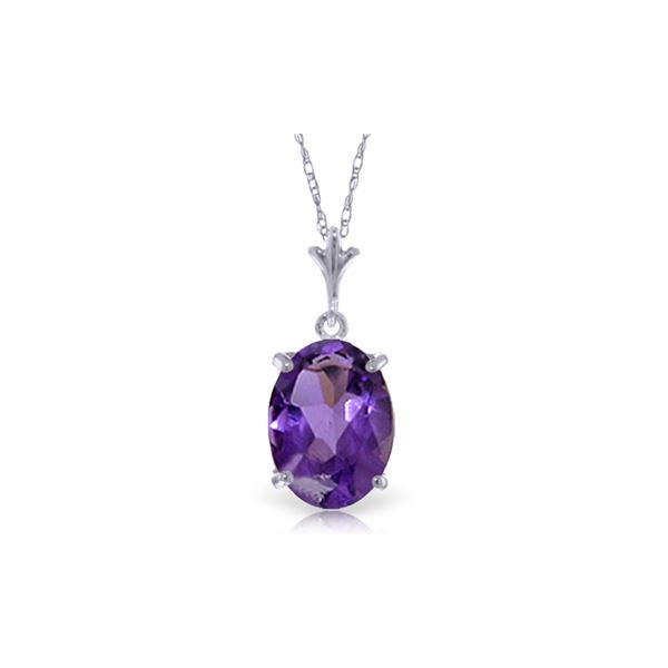 Genuine 3.12 ctw Amethyst Necklace 14KT White Gold - REF-22V2W