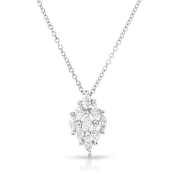 Natural 0.41 CTW Marquise Necklace 18K White Gold - REF-70F2M