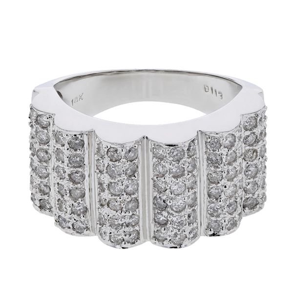 Natural 1.13 CTW Diamond Ring 18K White Gold - REF-196T2X