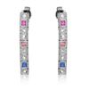 Image 1 : Natural 0.98 CTW Multi-Sapphire & Diamond Earrings 14K White Gold - REF-81T9X