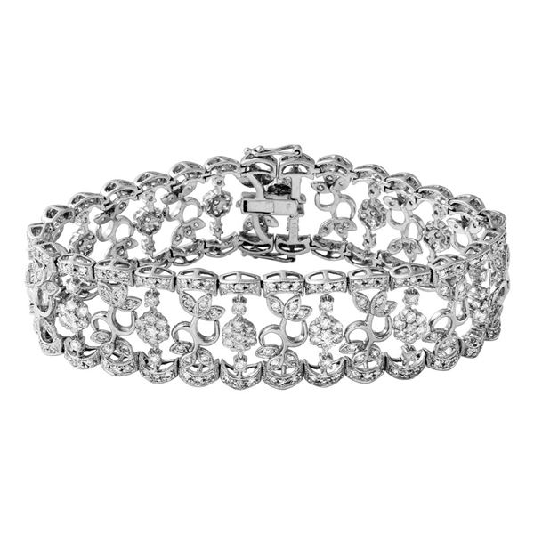 Natural 6.55 CTW Diamond Bracelet 18K White Gold - REF-758W7H