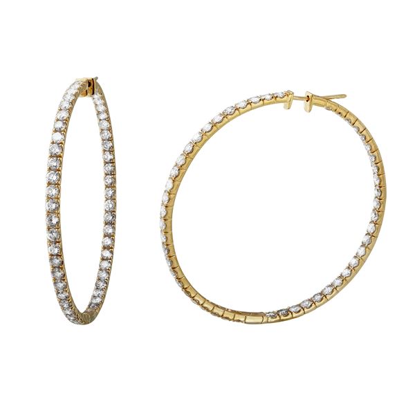 Natural 8.4 CTW Diamond Earrings 14K Yellow Gold - REF-873N2Y