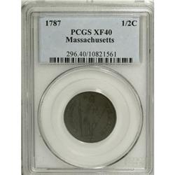 1787 1/2 C Massachusetts Half Cent XF40 PCGS